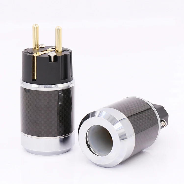 Высокое качество углеродного волокна позолоченный ЕС Schuko Разъем питания HIFI