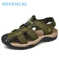 mixidelai genuine leather mens shoes summer mens sandals men sandals fashion outdoor beach sandals and slippers big size 38 48