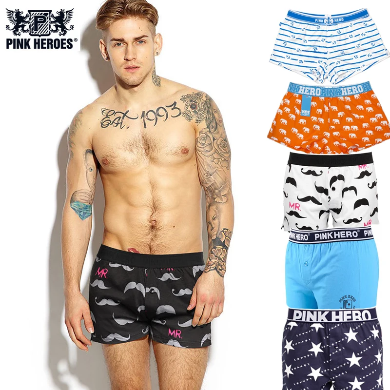 Розовые мужские шорты с героями из 100% хлопка мягкие свободные повседневные