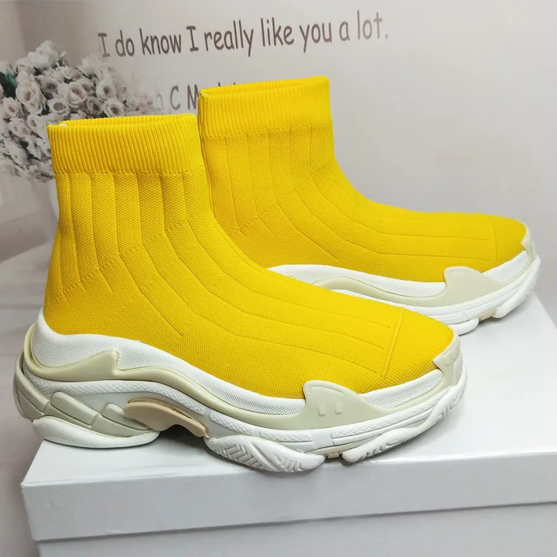 Модные носки ботильоны спортивная обувь яркие цвета розовый синий желтый черный