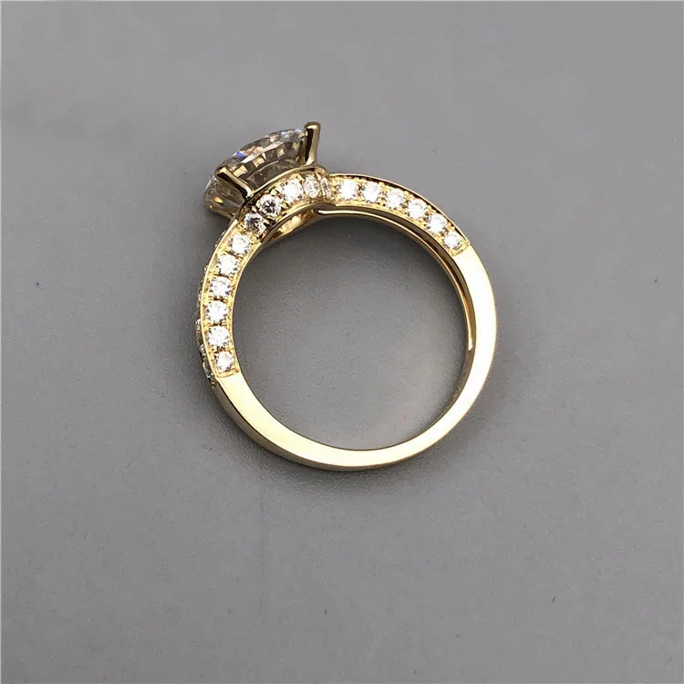 Новинка 3 карат 18K желтое золото Moissanite бриллиантовое кольцо Роскошная корона для