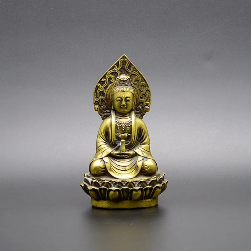 

Pure copper, sitting lotus goddess of mercy, Feng Shui Collection, home decoration