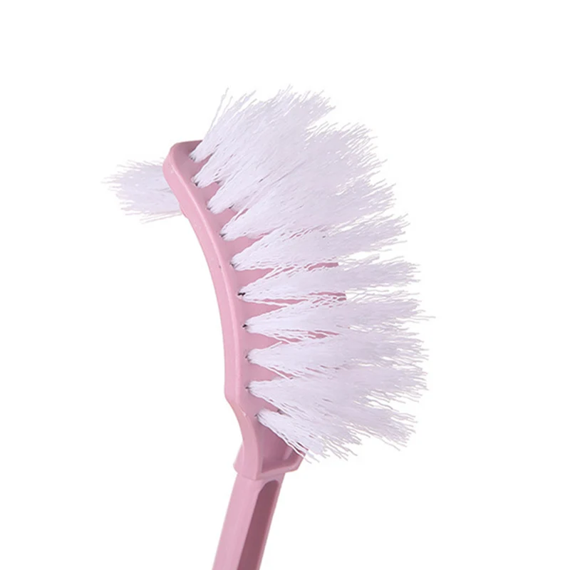 

1pcs Portable Household Double Sided Toilet Brush Bent Frosted Surface Long Handle Bathroom Cleaning Brush with Base