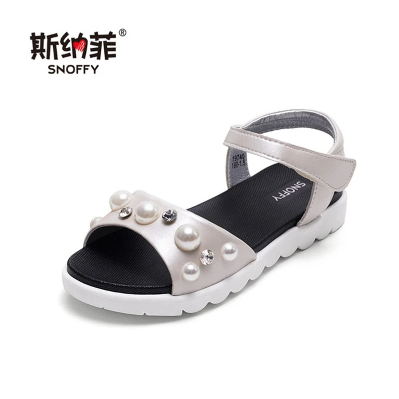 Детская обувь принцессы для девочек сандалии со стразами летняя кожаная с