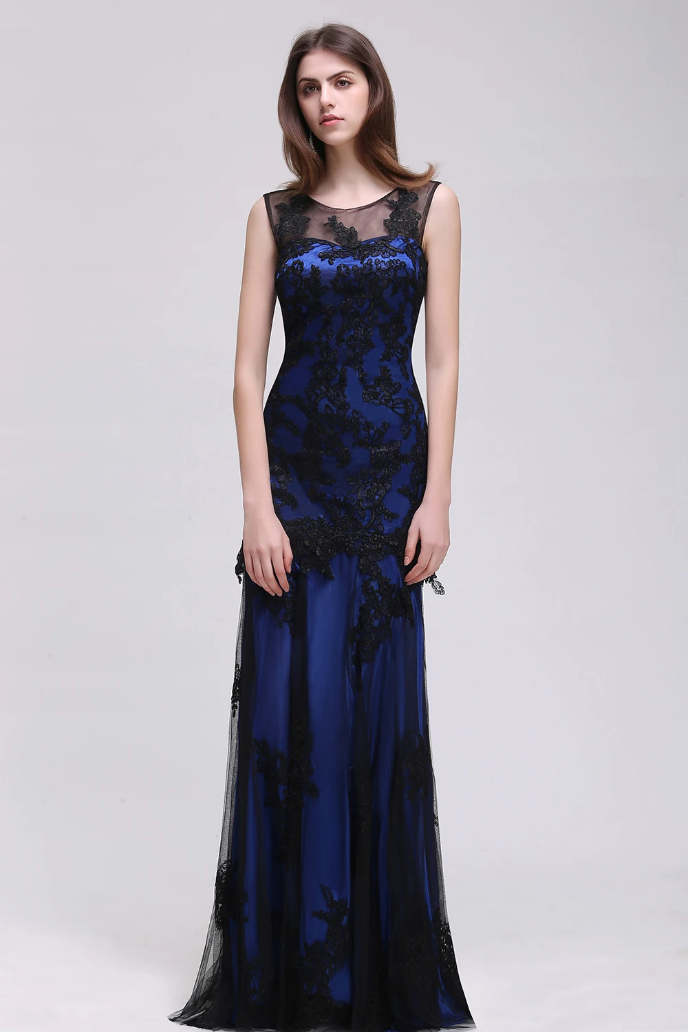 2017 Elegant Mermaid Black Full Lace Appliques Long Evening Dresses Scoop Sexy Robe De Soiree Longue Prom Gown Vestido de Fiesta | Свадьбы и