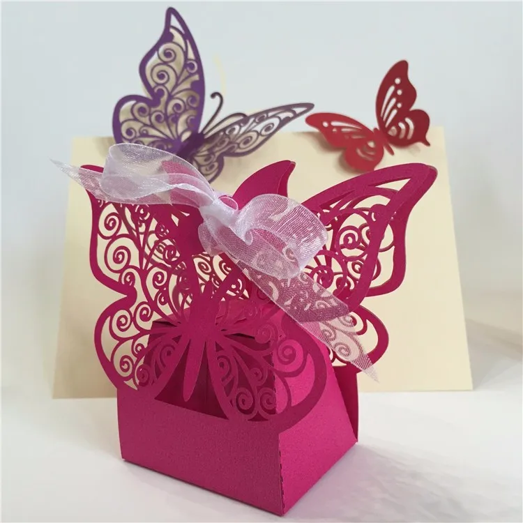 11 цветов Лазерная вырезка бабочки Свадебные сувениры искусственная жемчужная