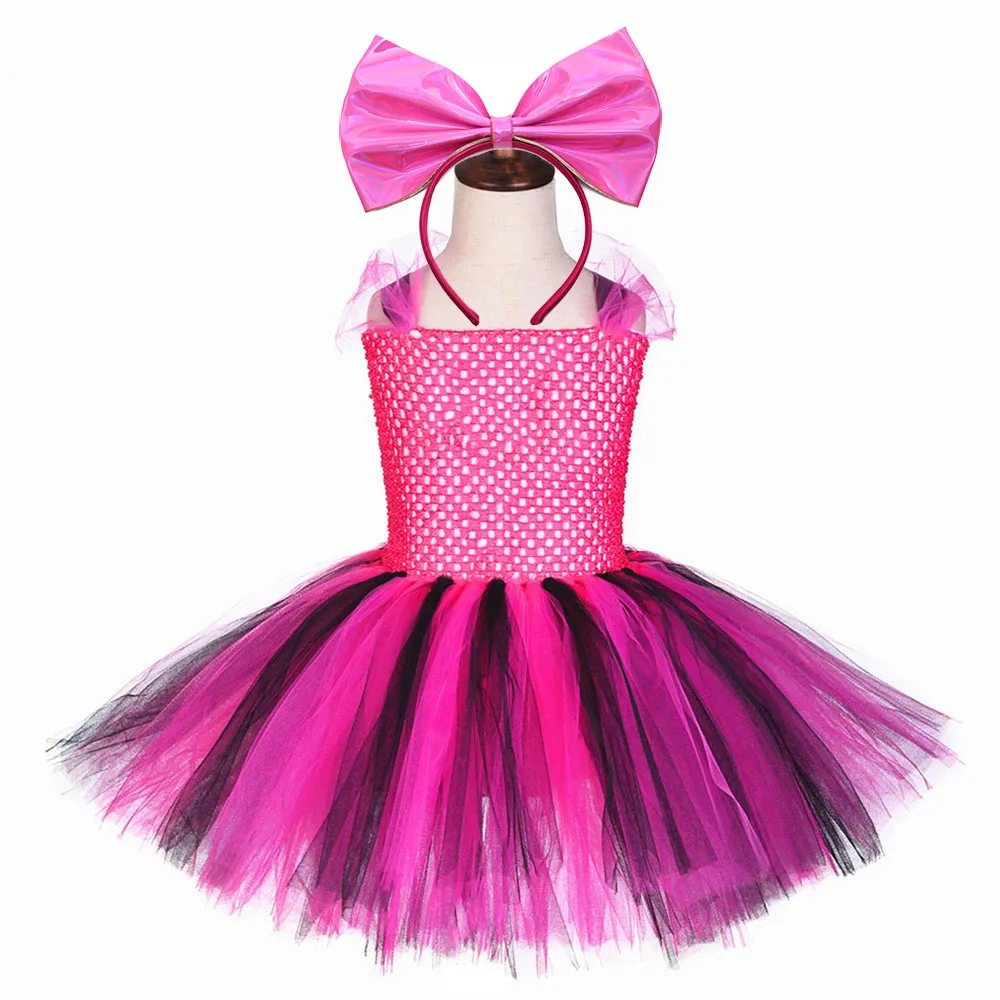 Dress with Headband Пышное фатиновое платье для девочек с рисунком «кукла-сюрприз»; платья для девочек; платье-пачка длиной до колена с повязкой на голову - Цвет: Dress with Headband