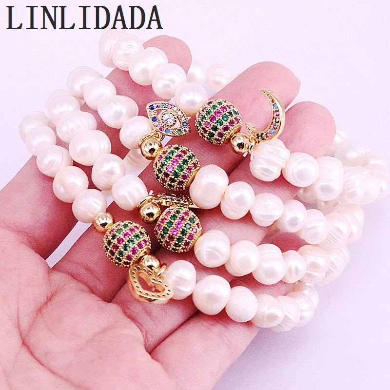 6 шт. Радужный Цирконий разделительные коннекторы бусины с натуральным белый