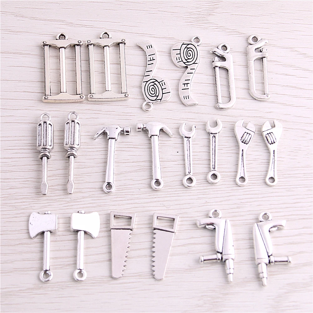 

Sweet Bell 50pcs Tools Charms Antique Zinc Alloy Pendant for DIY Charm Choker Necklace Bracelet Jewelry D6235