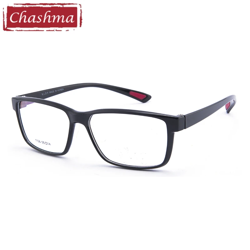 Bright Black Chashma TR90, спортивные очки, большая круглая оправа, очки, мужские, armacao de oculos de grau, прозрачные линзы, очки, ширина 138 мм - Цвет оправы: Bright Black