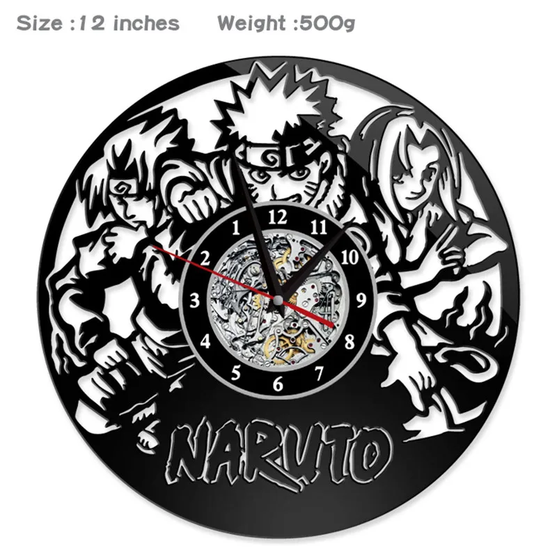 1" виниловые настенные часы Наруто Hokage Аниме Стиль Часы для гостиной бесшумные винтажные CD Подвесные часы