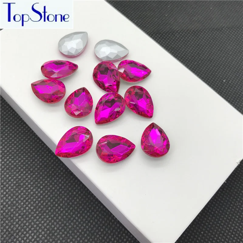 Фуксия стеклянный кристалл в форме слезы заостренные Стразы 5x8 6x10 8x13 10x14 13x18 18x25 20x30