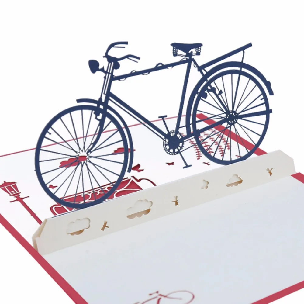 

3D Bicycle Pop Up Greeting Cards Valentine Lover Happy Birthday Anniversary Gift