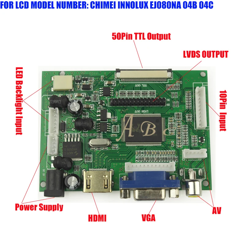 Плата контроллера HDMI VGA 2AV 30P LVDS для Raspberry PI 2 CHIMEI INNOLUX EJ080NA 04B 04C 8 &quot1024x768 TFT ЖК-панель