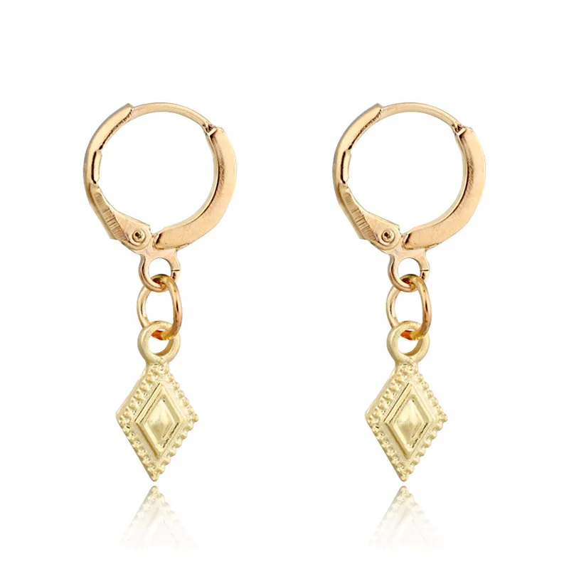 1 пара женские элегантные серьги-кольца золотистого цвета с подвеской в виде