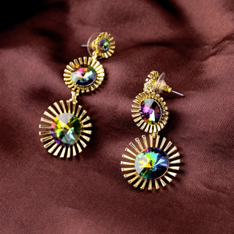 604 свежие Разноцветные серьги из сплава для вечеринок модные женские со стразами