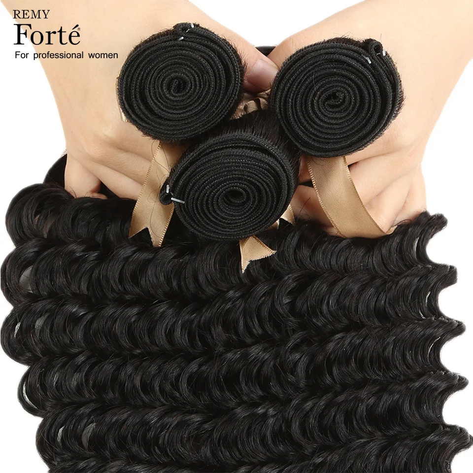 Remy Forte 30 дюймов Пучки глубокая волна пучки бразильские волосы переплетения