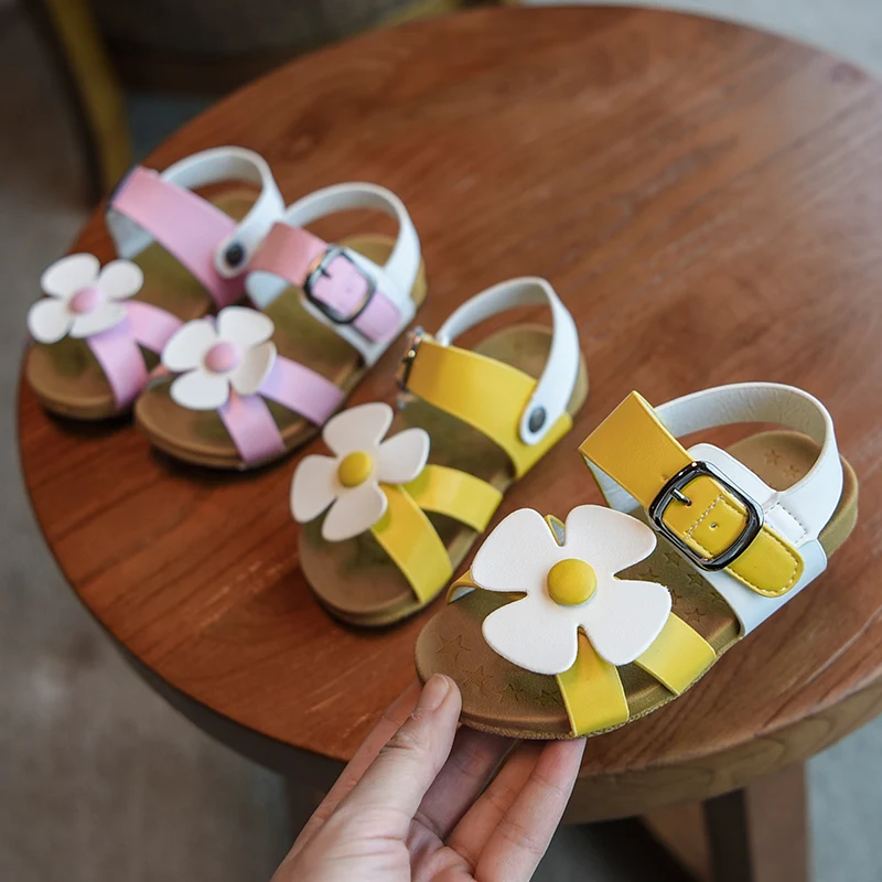 Новинка 2019 года летние модные сандалии с розовыми цветами для маленьких девочек