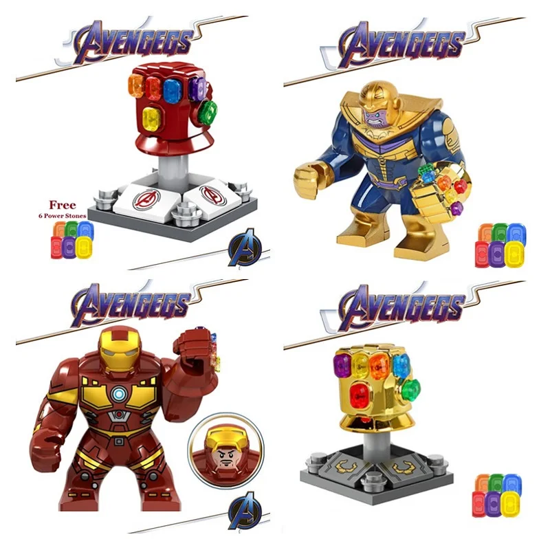 Фигурки героев из мультфильма Мстители 4 конструктор Infinity Gauntlet Thanos Iron Man Legoed Marvel