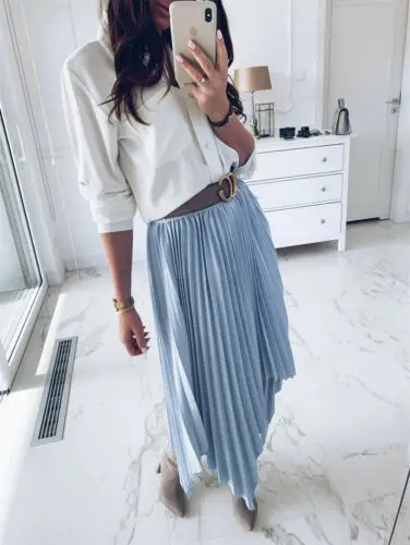 Женская юбка трапеция с рюшами облегающая Туника средней длины однотонная