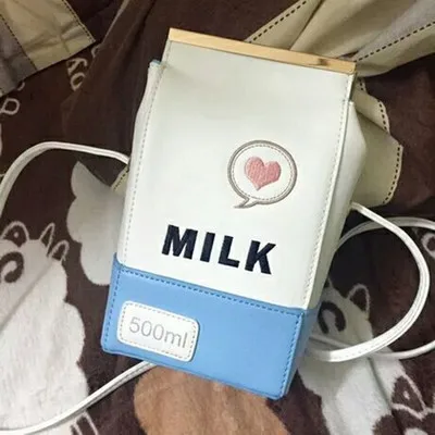 blue strawberry milk Сумка на плечо Gintama Gintoki Kawaii Milk Box, японский стиль, свежий стиль, женская сумка через плечо, сумка через плечо в стиле аниме, периферийная сумка через плечо - Цвет: blue strawberry milk