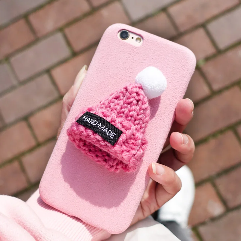Christmas Cases For iPhone Xs Xr Max Cover 3D Knitted Hat Case X 8 Plus 7 6 6S New Year Coque |