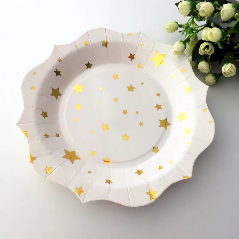 Набор из 16 предметов с аппликацией в виде Золотой Звезды Бумага пластины