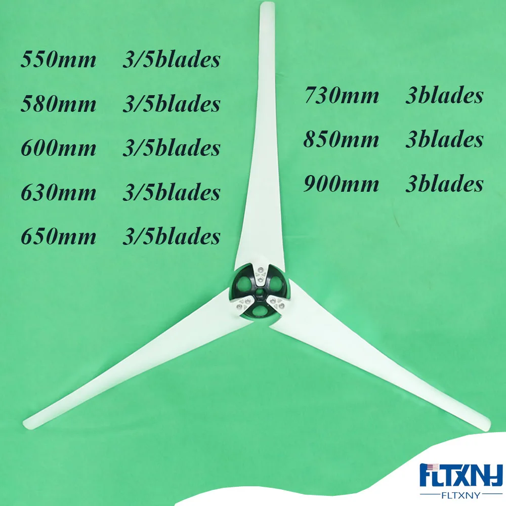 Fltxny 550/580/600/650/750/850/900 мм белый Высокопрочный нейлон лезвия для горизонтальная ветровая турбина