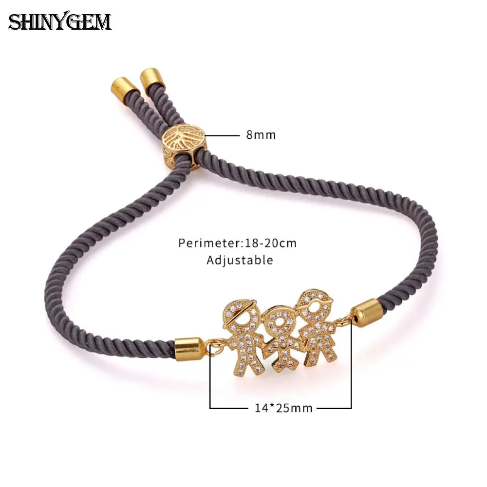 ShinyGem Happy Family регулируемые браслеты с шармами веревка