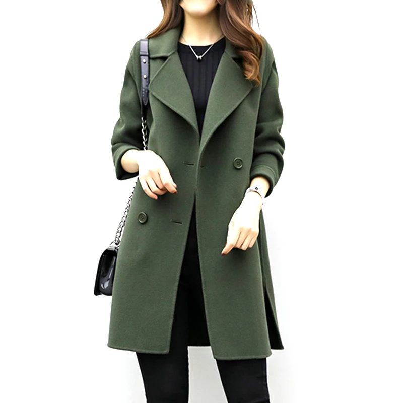 Women Slim Overcoat Winter Autumn Spring Double Breasted Turn Down Collar Outerwear 3 Colors Cotton Fashion Windproof Girls Coat | Женская