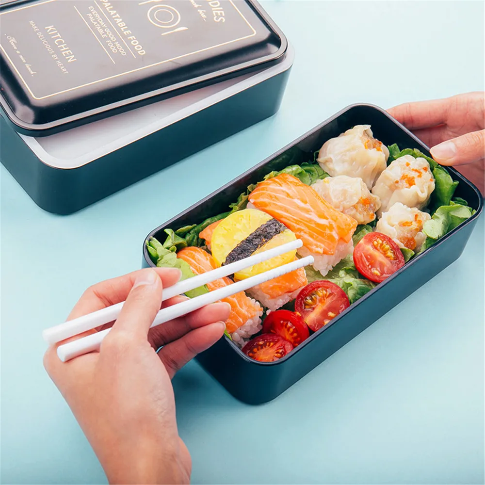 Японский пластиковый Ланч бокс двухслойный пищевой контейнер детский