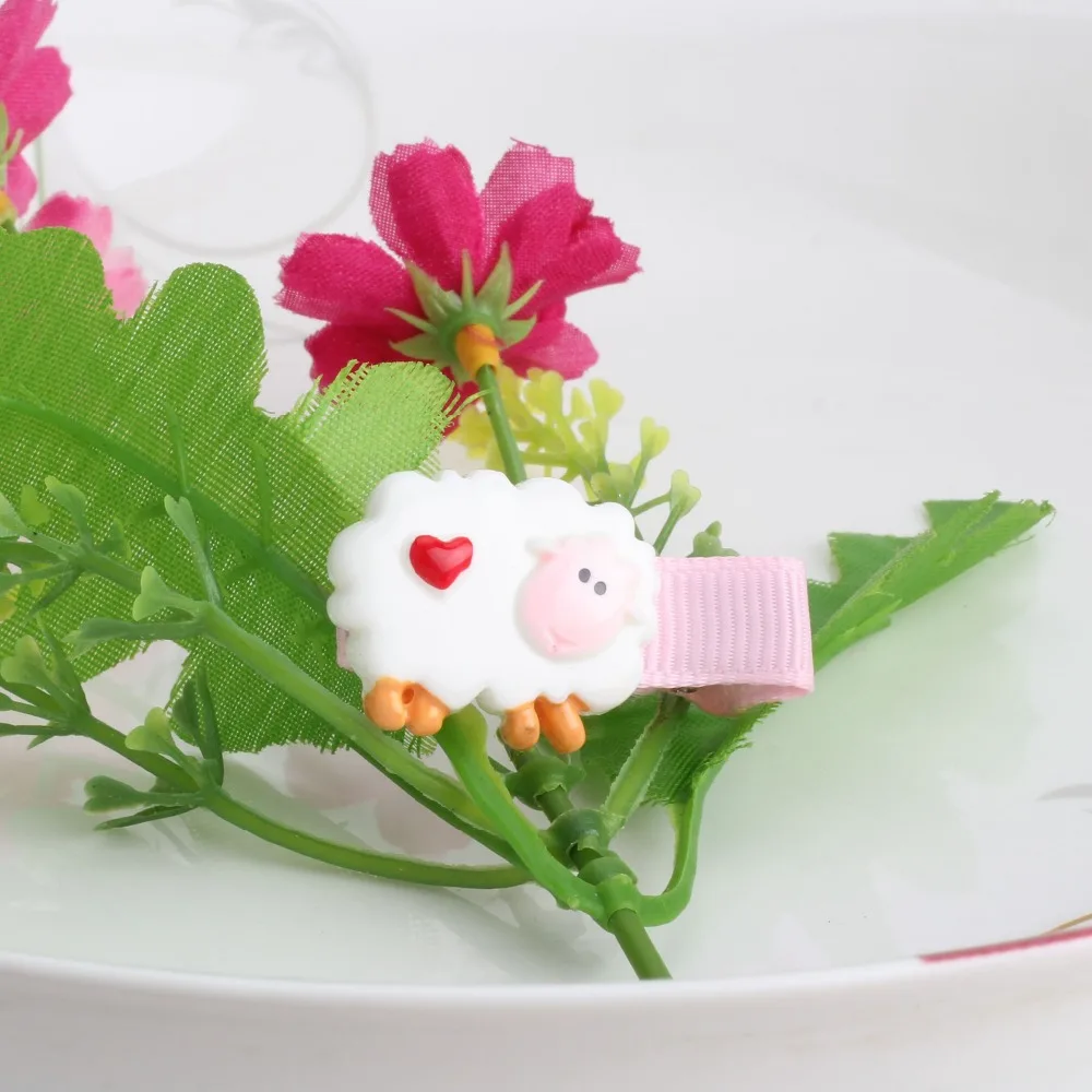 Новинка цветные детские заколки для волос из смолы с изображением кота и овцы