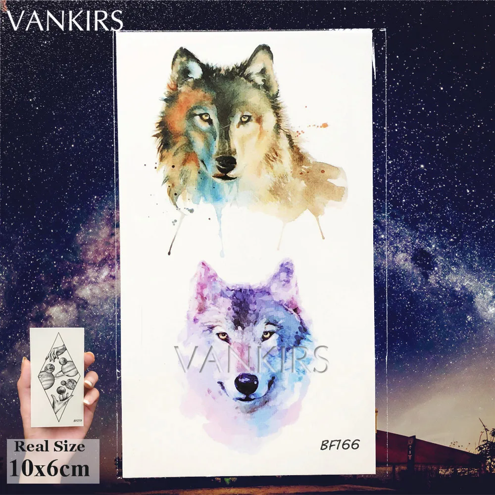 Flash Water Transfer Triangle Wolf Arm Wrist Fox Tattoos Temporary Custom Self Adhesive Tattoo Fake Body Ankle Art Tato Supplies | Красота и