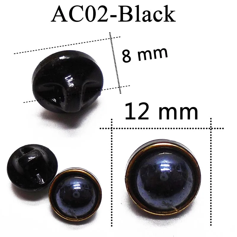 AC02-black ZIEENE/10 шт., 25 шт., 50 шт., 12 цветов, детские акриловые перламутровые пуговицы с золотыми краями, для скрапбукинга, для рубашки, ручная работа, кнопка для детской одежды 12 мм - Цвет: AC02-black