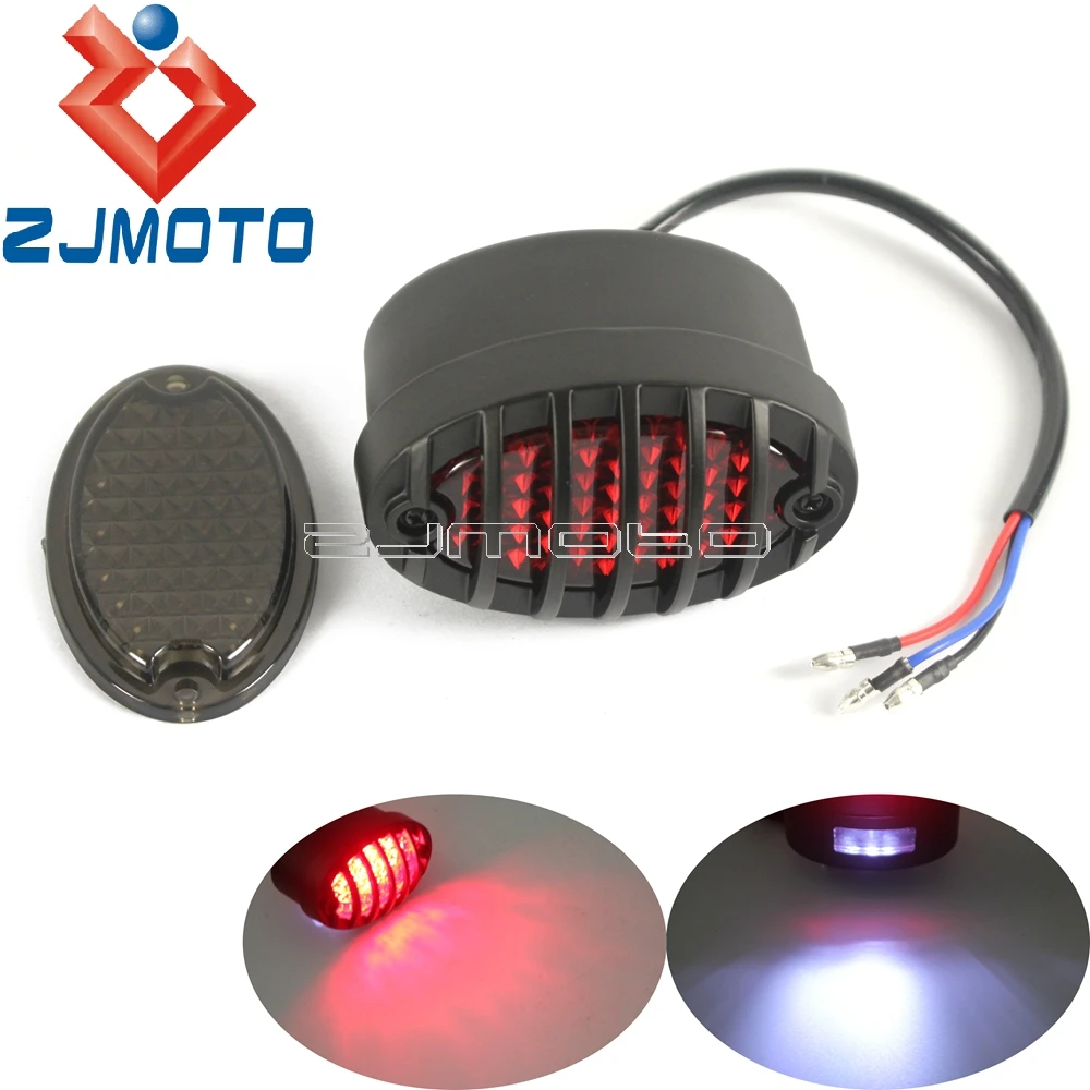 

Черный овальный мотоцикл стоп свет, светодиодные задние фонари тормоза номерного знака Лампа для Harley Honda Cafe Racer скремблер гриль задних фонар...