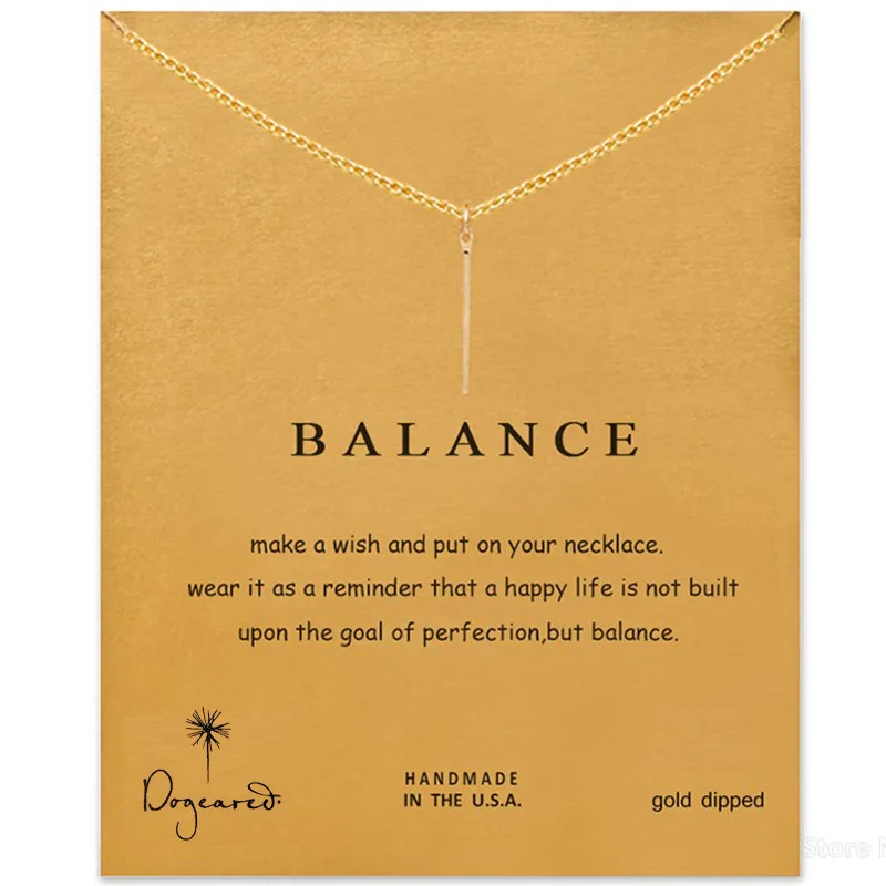 

Fashion Wish Card Balance Bars Pendant Necklace Clavicle Chains Fashion Statement Exquisite Necklace For Women Gifts Jewelry