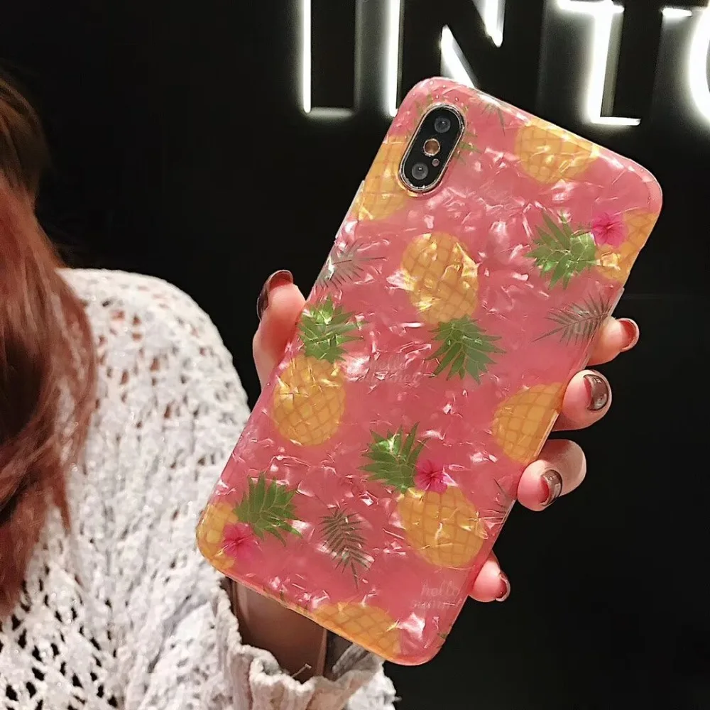 Ourpho IMD Shell мобильный чехол для iPhone X XR XS MAX Летний Фруктовый ананас 6 6s 7 8 plus