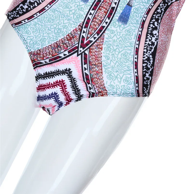 Богемный принт цельный отделяет спинки Холтер с открытыми плечами бюстгальтер