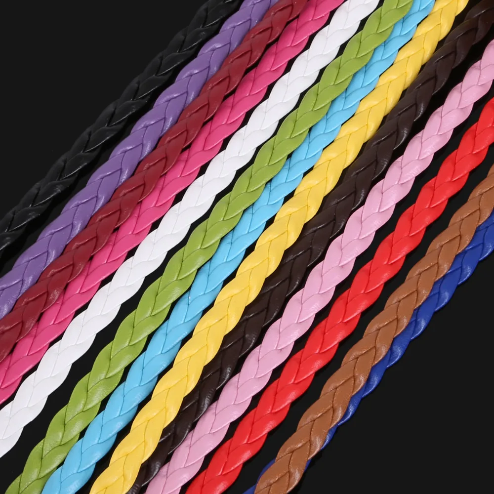 5 м/лот 7 мм плоский PU плетеный кожаный шнур веревка нить фитинг DIY ожерелья и