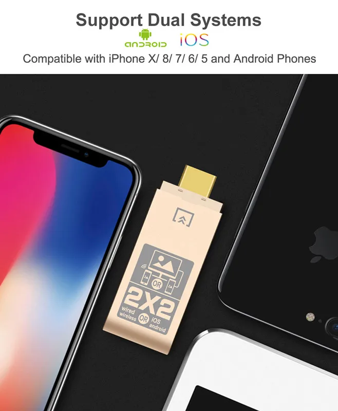 Беспроводной HDMI адаптер двойной Системы двойной режим телефон к HD ТВ Дисплей Wifi адаптер Micro HDMI iOS Android tv usb-модем для iPhone 7 8 X