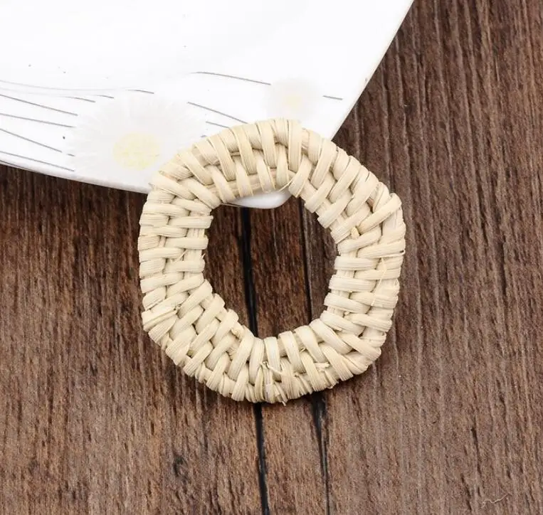 4cm Hexagon Новинка, ручная работа, деревянное соломенное плетение, Ротанговые серьги геометрической формы, детали для сережек, сделай сам, лоза, коса, серьги, фурнитура, подобрать форму y1226 - Цвет: 4cm Hexagon