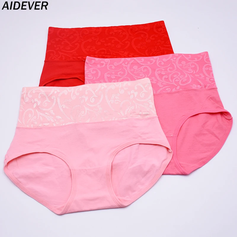 AIDEVER 3 шт./лот женские трусики с вышивкой и высокой талией женское нижнее белье из