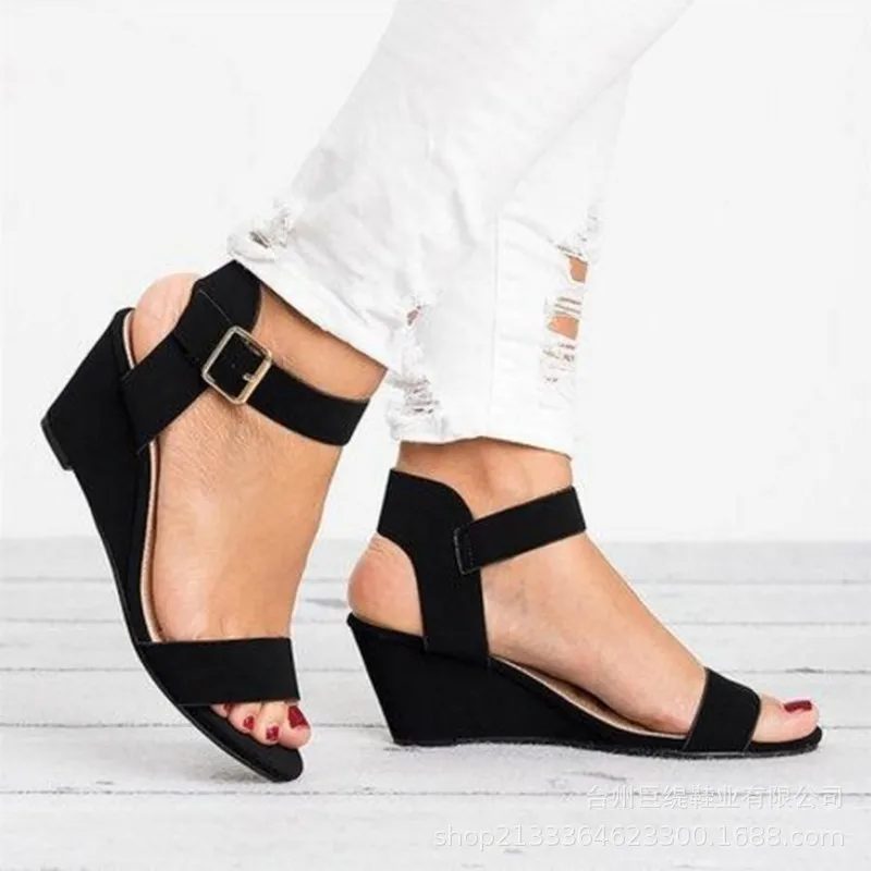 Zapatos mujer Женские босоножки на танкетке Туфли-лодочки среднем каблуке Женская