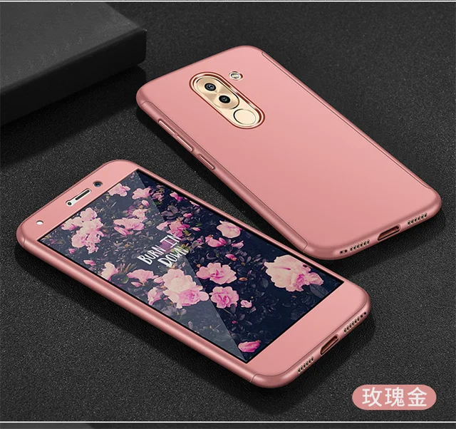 pink Для huawei Y7 Prime закаленное стекло Передняя Задняя крышка полный корпус покрытие для Honor 6X/mate 9 Lite/GR5 360 Защитный чехол - Цвет: pink