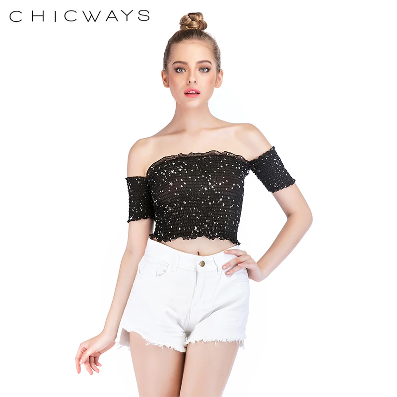Chicways шифона с принтом майка открытыми плечами цветочный сексуальные плетения