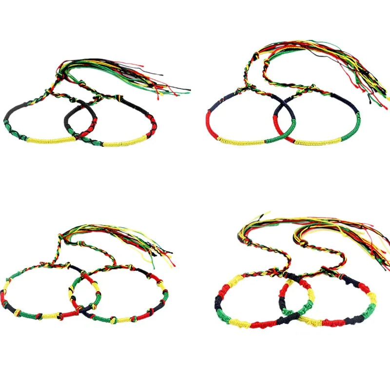 

5pcs Rasta Friendship Bracelet Wristband Colorful Cotton Silk Surfer Boho Bangle