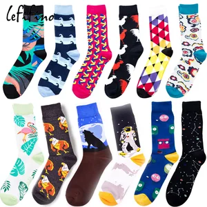 Повседневные разноцветные мужские носки, хлопковые Веселые носки, новинка, мужские носки под платье, носки для свадьбы, космонавта, созвездия, Ne74830