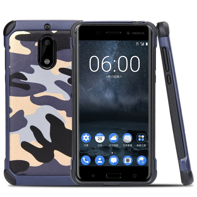 Чехол для Nokia 6 2017 камуфляж ПК + ТПУ 2 in1 антидетонационных Защитная крышка 5 задняя |