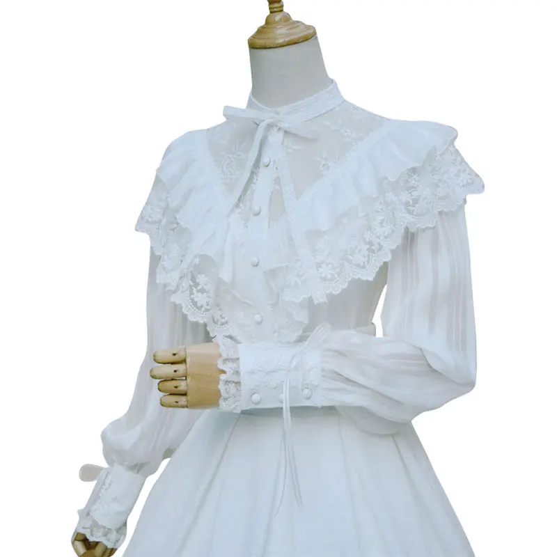 Женская шифоновая блузка с длинным рукавом фонариком и рюшами|blouses with ruffles|women chiffon