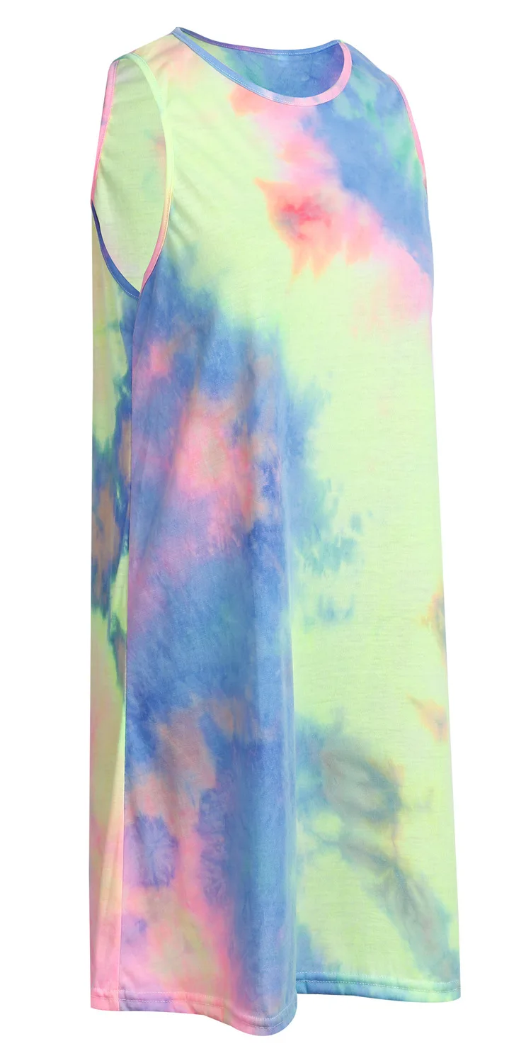 

New Summer Women Sleeveless Multicolor Party Casual Dress Ladies Colorfull Painted Sexy Mini Beach Dresses Vestidos Plus Size